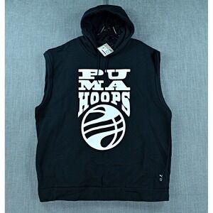 Puma Hoodie Men's 2XL Black Hoops Posterize 2.0 Sweatshirt Graphic Pullover NWT